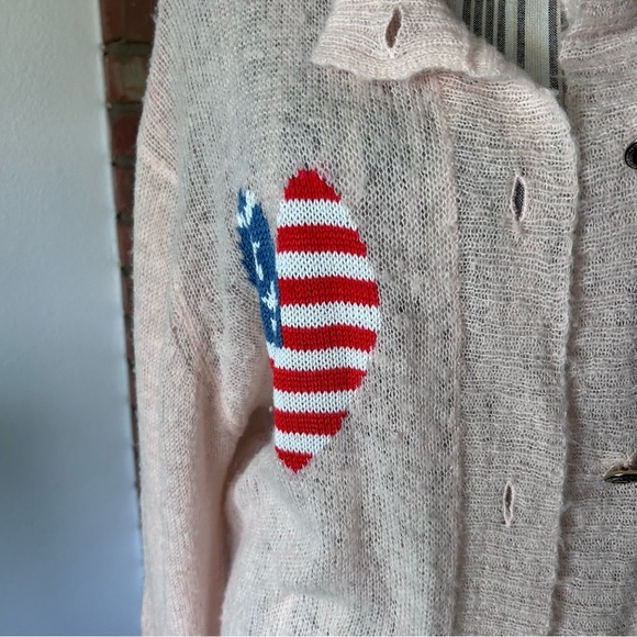 WILDFOX White Label Patriotic Heart Cardigan Sz S - Picture 4 of 8